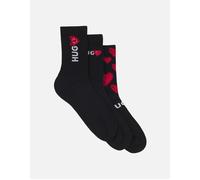 Hugo Boss Men's 3-Pack Hearts Sports Socks Gift Set, Black - Black/Black