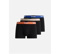 Hugo Boss Men's 3-Pack Power Logo Boxer Trunks, Black w/ blue/beige/orange