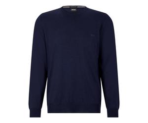 Hugo Boss Men's Crew Neck Pure Wool Sweater With Logo Botto-L 50476364 Color Bl
