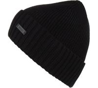 Hugo Boss Mens Hat Fati BOSS Virgin Wool Logo Branded Knitted Beanie in Black