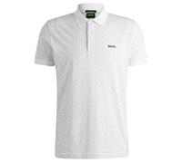 HUGO BOSS Mens Paddy Striped Cotton Blend Polo Shirt - White - L