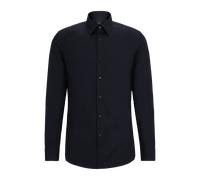 Hugo Boss Mens Slim-Fit Poplin Shirt in Navy Polycotton - Size 15 inch