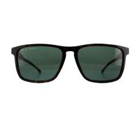 Hugo Boss Men's Square Dark Havana Green Sunglasses in Brown Hugo Boss Brown One Size