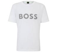 Hugo Boss Mens T-Shirt BOSS 1 Mesh Raised Logo Cotton Crew Neck Tee in White