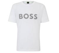 Hugo Boss Mens T-Shirt BOSS 1 Mesh Raised Logo Cotton Crew Neck Tee in White