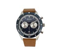 Hugo Boss Men's Watch Chronograph Brown Leather Blue Dial Santiago 1513860