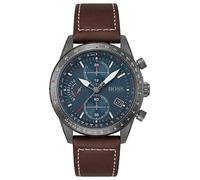 Hugo Boss Pilot Edition Chronograph 1513852 Men's Watch - 44mm Blue Dial Brown Leather Strap
