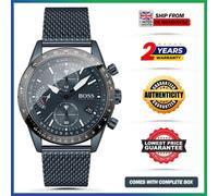 HUGO BOSS Pilot Edition HB1513887 Blue Mesh Strap Dial Chrono Mens Watch 44mm