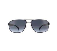 Hugo Boss Rectangle Mens Matte Black Dark Grey Gradient Sunglasses Metal - One Size