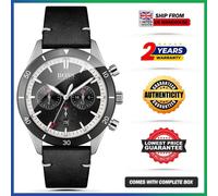 HUGO BOSS Santiago HB1513864 Black Leather Strap / Dial Chrono Mens Watch 44mm