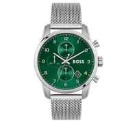 Hugo Boss Skymaster 1513938 Men's Chronograph Watch - 44mm Green Dial Mesh Bracelet