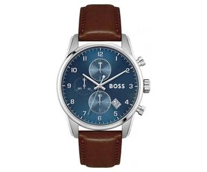 Hugo Boss Skymaster HB1513940 Men's Chronograph Watch - 44mm Blue Dial Brown Leather Strap