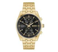 Hugo Boss Skytraveller 1514152 Men's Chronograph Watch - 44mm Black Dial Gold-Tone Bracelet