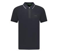 Hugo Boss Stretch Slim-Fit Polo Shirt Zip Placket Black