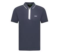 Hugo Boss Stretch Slim-Fit Polo Shirt Zip Placket Navy