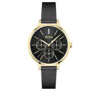 Hugo Boss Symphony HB1502601 Women's Watch - 38mm Black Dial Gold-Tone Case Black Mesh Bracelet