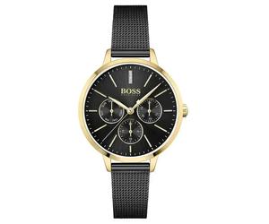 Hugo Boss Symphony HB1502601 Women's Watch - 38mm Black Dial Gold-Tone Case Black Mesh Bracelet