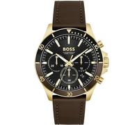 Hugo Boss Troper HB1514100 Men's Chronograph Watch - 44mm Black Dial Brown Leather