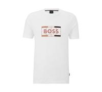 Hugo Boss - White Slim Fit Cotton Tennis Inspired Printed T Shirt - M