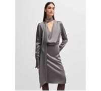 Hugo Boss Women's Bascarva Long Sleeve Scarf Neckline Dress - Grey