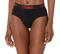 HUGO Boss Women's Bold Logo Hipster Cotton Stretch Brief, Black Tar, Medium