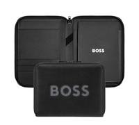 HUGO BOSS Writing Folder Boss Cut Out Conference Folder Zip Black & Grey