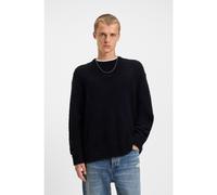 HUGO Bouclé-knit sweater with embroidered logo - Style Sanou, 50524526 Black XL