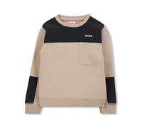 HUGO Boys Colour Block Sweatshirt, Beige, Size 14 Years Beige