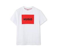 HUGO Boys Short Sleeve Square Logo T-Shirt - White, White, Size 12 Years White