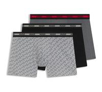 HUGO Three-pack of boxer briefs with repeat-logo waistbands - Style BOXER BR PLANET DES, 50545674 Black / Grey L