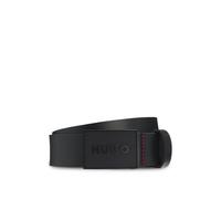 HUGO Buffalo-leather belt with plaque buckle - Style Gethon_Sz35, 50548359 Black 44