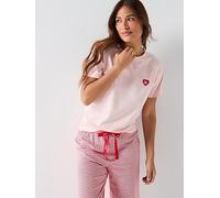 HUGO Casual Heart Logo Top, Pink, Size Xs, Women Pink