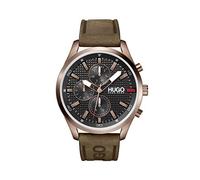 Hugo #Chase Men's Multifunction Stainless Steel and Leather Strap Casual Watch, Color: Brown (Model: 1530162), Chase Black Blue, Quartz Watch