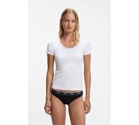 HUGO Contrast-logo underwear top in stretch cotton - Style TWIN T-SHIRT RN, 50469660 White XXL