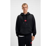 HUGO Cotton-blend hoodie with waxed-stamp logo - Style Dilvano, 50546717 Black XXL