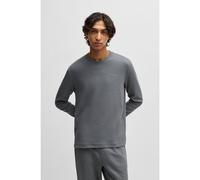 HUGO Cotton-blend pyjama T-shirt with waffle structure - Style Austin LS Shirt, 50532022 Grey M