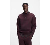 HUGO Cotton-blend sweatshirt with stacked-logo badge - Style Dettil, 50533689 Dark Red S