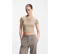 HUGO Cotton-blend T-shirt with embroidered logo - Style Delanor_3, 50568725 Light Beige L