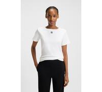 HUGO Cotton-blend T-shirt with stacked-logo embroidery - Style Deloris, 50512002 White XL