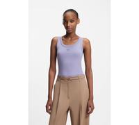 HUGO Cotton-blend tank top with stacked-logo embroidery - Style Datamia, 50514489 Light Purple XL