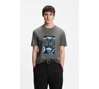 HUGO Cotton-jersey T-shirt with biker-inspired artwork - Style Dostino, 50557674 Dark Grey L