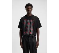 HUGO Cotton-jersey T-shirt with bird artwork - Style Digraph, 50542581 Black S