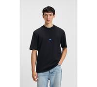 HUGO Cotton-jersey T-shirt with blue logo patch - Style Nieros, 50509991 Black M
