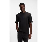 HUGO Cotton-jersey T-shirt with blue logo patch - Style Nieros, 50509991 Black XS