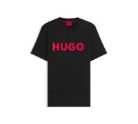 HUGO Cotton-Jersey T-Shirt with Blue Logo Print