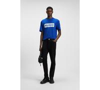HUGO Cotton-jersey T-shirt with blue logo print - Style Nico, 50522376 Blue XL