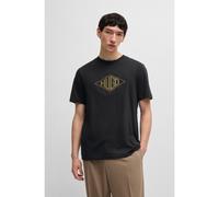 HUGO Cotton-jersey T-shirt with geometric logo embroidery - Style Dalendi, 50534934 Black XXL