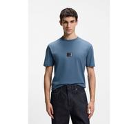 HUGO Cotton-jersey T-shirt with gradient logo label - Style Danotie, 50553124 Blue L