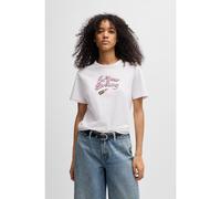 HUGO Cotton-jersey T-shirt with graphic print - Style Damacia_5, 50540237 White XS