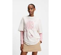 HUGO Cotton-jersey T-shirt with Happy HUGO logo artwork - Style Oversized_Tee_B_8, 50554005 Natural XS